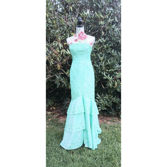Panoply Size 4 Women's Green Beaded Sequined Formal Evening Gown Homecoming Prom - Picture 1 of 6